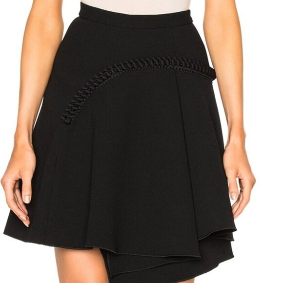 CARVEN ASYMMETRIC BLACK EMBELLISHED FLARED SKIRT M - Picture 2 of 13
